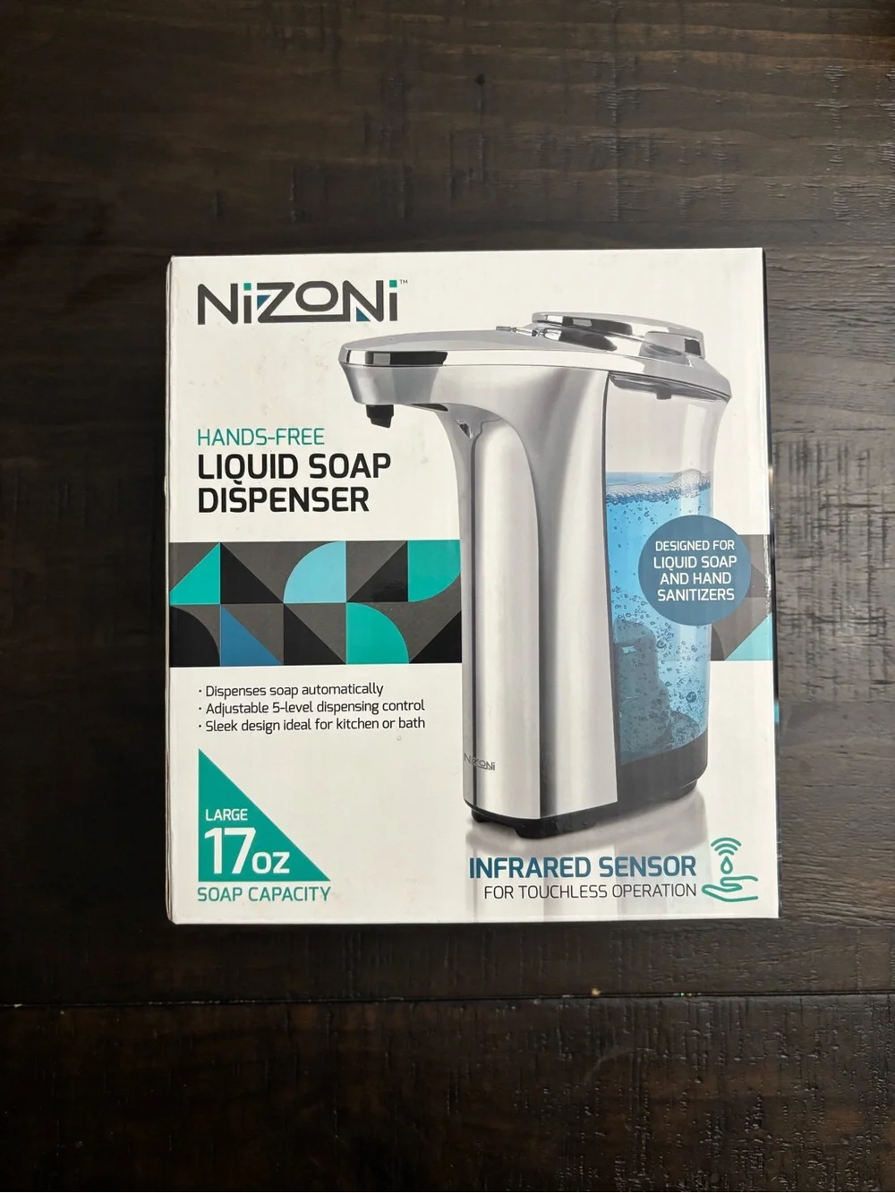 Silver Hands-Free Liquid Soap Dispenser - 17 oz soap capacity